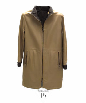 abrigo piel mujer en cuero color castor reversible